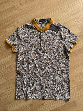 Paul Smith Multicolor Floral Polo with Mustard Collar
